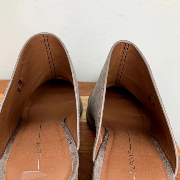 Report Tisha Faux Suede Leather Mules Clogs Pointed Toe Gray Taupe Shoes sz 7.5 - Picture 9 of 12